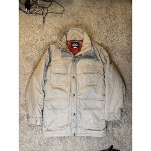 VTG Woolrich Gray Waterproof Jacket Coat Full Zip Warm Insulated Lined Mens S